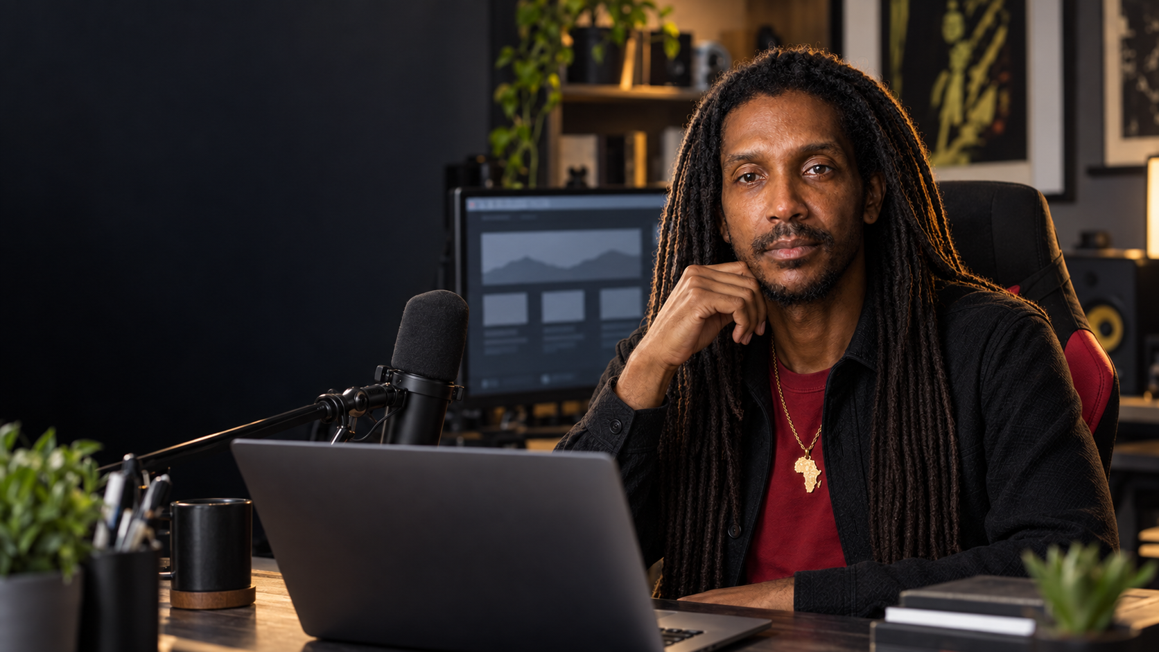 Eric Williams working in a digital media studio