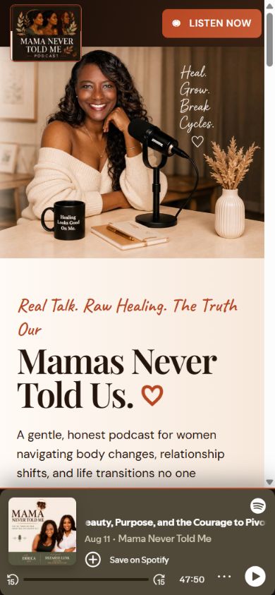 Mama Never Told Me mobile homepage